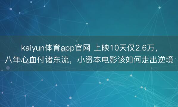 kaiyun体育app官网 上映10天仅2.6万，八年心血付诸东流，小资本电影该如何走出逆境