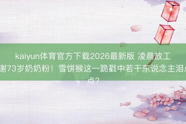 kaiyun体育官方下载2026最新版 凌晨放工跪谢73岁奶奶粉！雪饼猴这一跪戳中若干东说念主泪点？