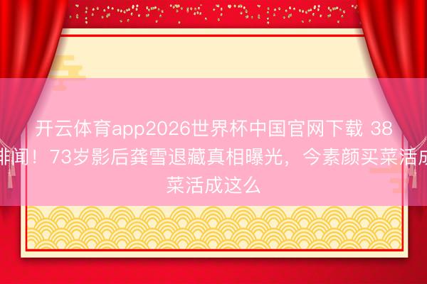 开云体育app2026世界杯中国官网下载 38年零绯闻！73岁影后龚雪退藏真相曝光，今素颜买菜活成这么