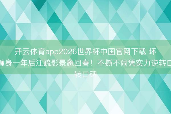 开云体育app2026世界杯中国官网下载 坏话缠身一年后江疏影景象回春！不撕不闹凭实力逆转口碑